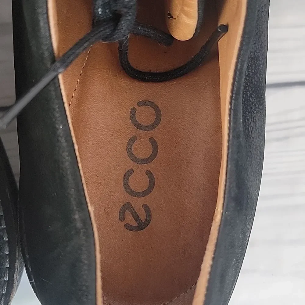 Ecco Black Nubuck Leather Oxford Lace-up Casual Shoes Mens Size 11.5 ( 45 )